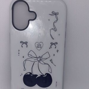 White and Black Cherry Design Phone Case